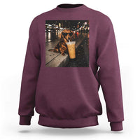 Dachshund Iced Coffee Sweatshirt Grunge Meme Graphic Funny Weiner Dog Lovers Dad