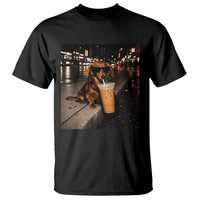 Dachshund Iced Coffee T Shirt Grunge Meme Graphic Funny Weiner Dog Lovers Dad