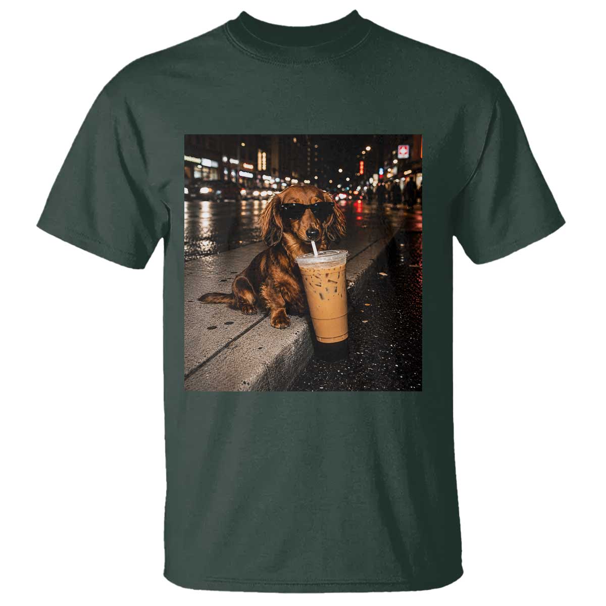 Dachshund Iced Coffee T Shirt Grunge Meme Graphic Funny Weiner Dog Lovers Dad