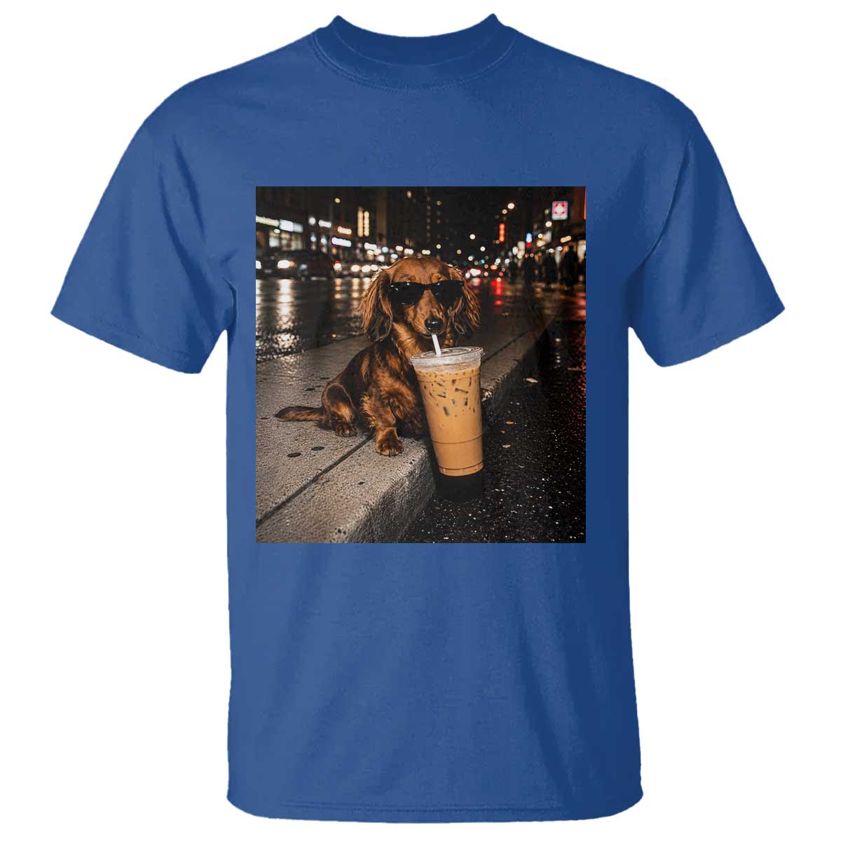 Dachshund Iced Coffee T Shirt Grunge Meme Graphic Funny Weiner Dog Lovers Dad