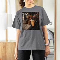 Dachshund Iced Coffee T Shirt For Women Grunge Meme Graphic Funny Weiner Dog Lovers Dad