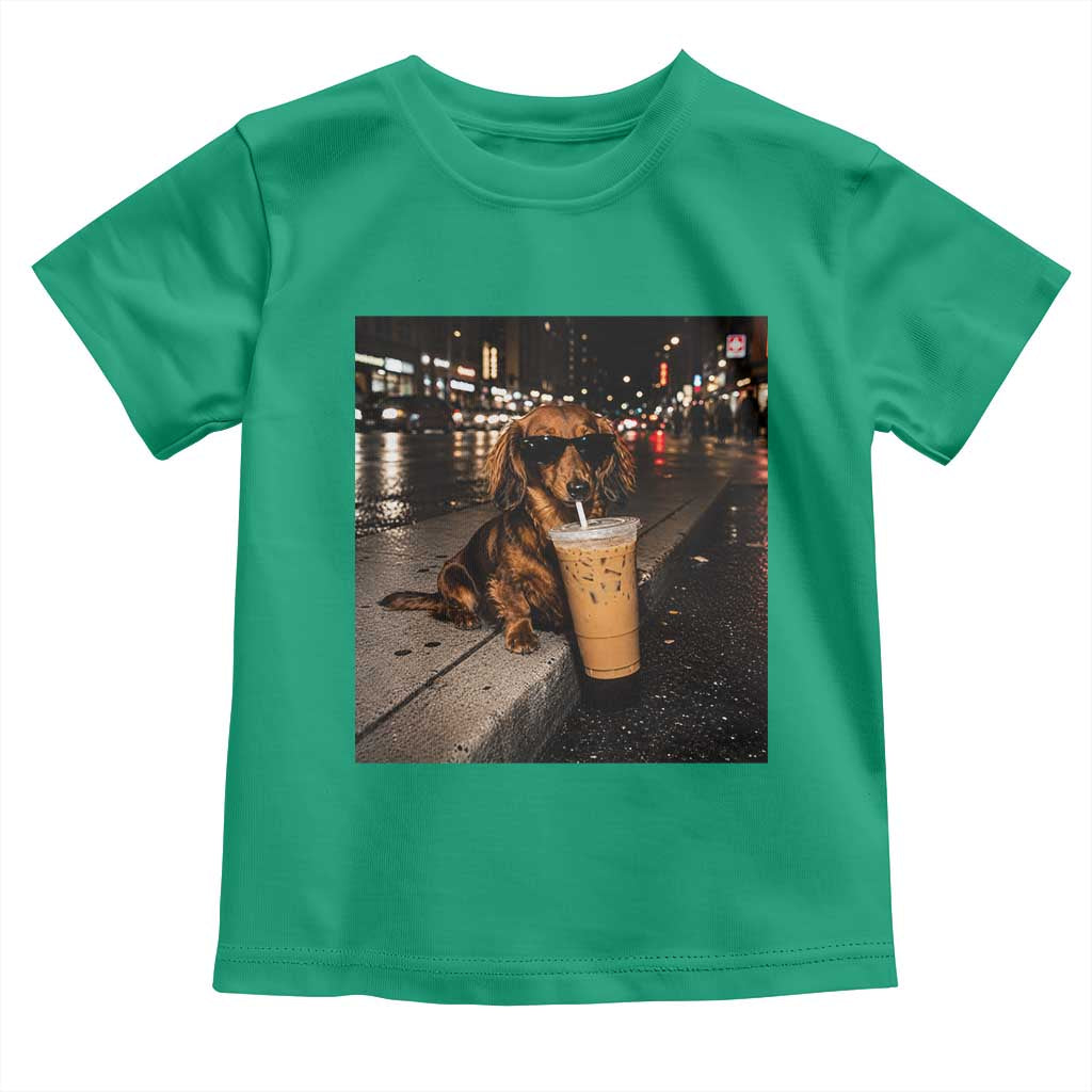 Dachshund Iced Coffee Toddler T Shirt Grunge Meme Graphic Funny Weiner Dog Lovers Dad
