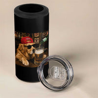Funny Golden Retriever Drinking Beer 4 in 1 Can Cooler Tumbler Silly Dog Meme Graphic Sarcastic Gift