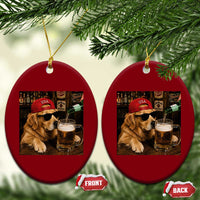 Funny Golden Retriever Drinking Beer Ceramic Ornament Silly Dog Meme Graphic Sarcastic Gift