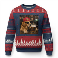 Funny Golden Retriever Drinking Beer Ugly Christmas Sweater Silly Dog Meme Graphic Sarcastic Gift