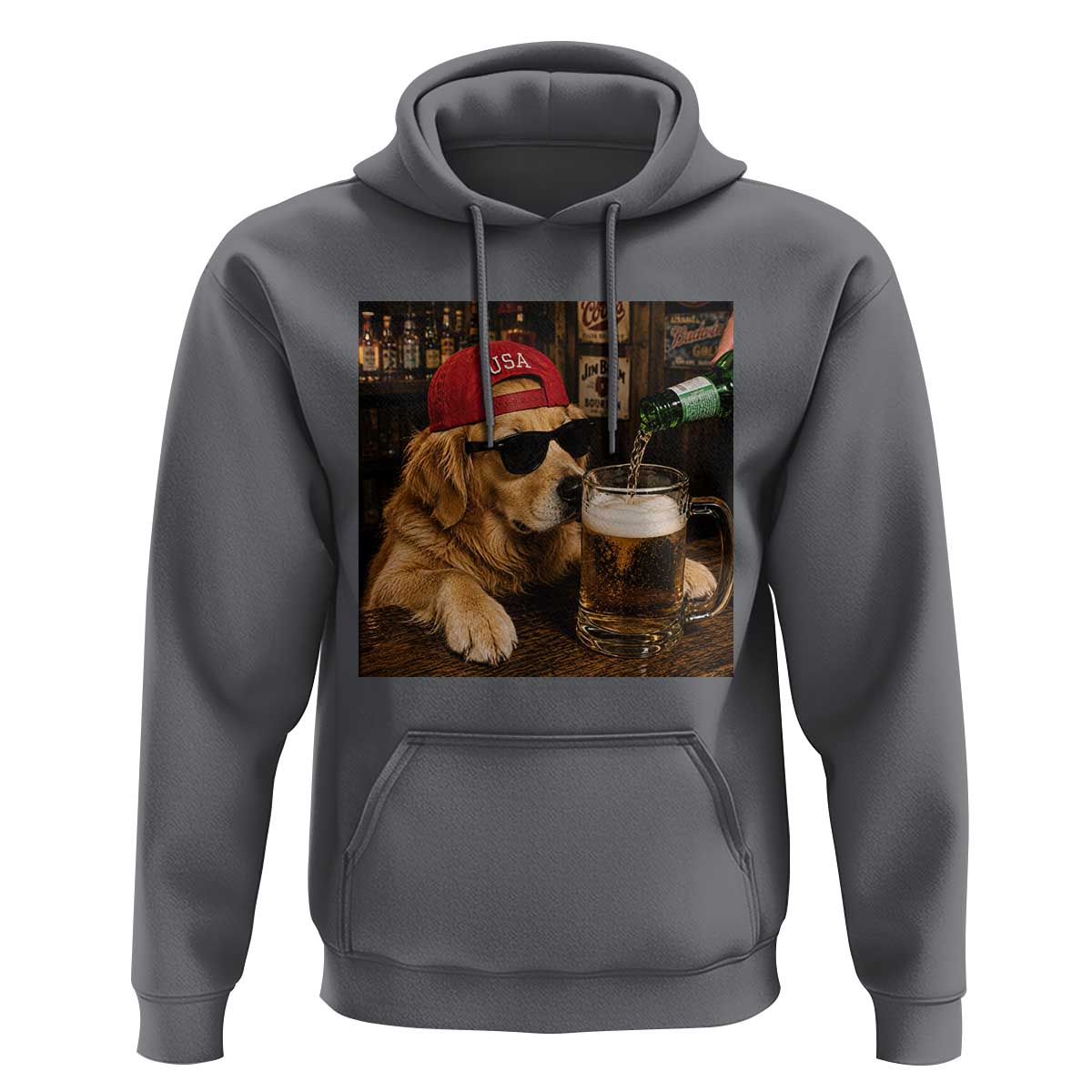 Funny Golden Retriever Drinking Beer Hoodie Silly Dog Meme Graphic Sarcastic Gift