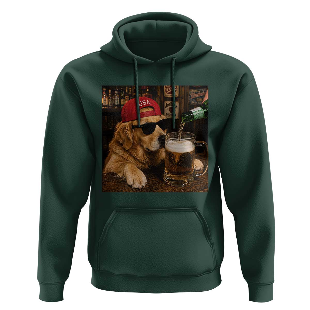 Funny Golden Retriever Drinking Beer Hoodie Silly Dog Meme Graphic Sarcastic Gift
