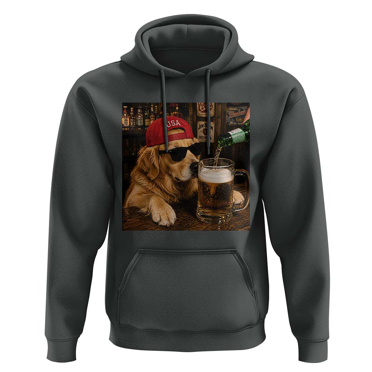 Funny Golden Retriever Drinking Beer Hoodie Silly Dog Meme Graphic Sarcastic Gift