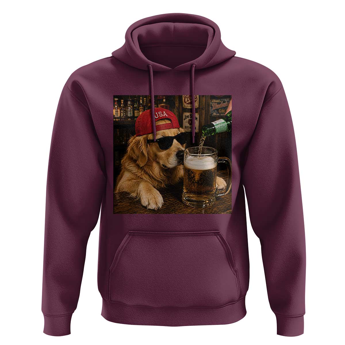 Funny Golden Retriever Drinking Beer Hoodie Silly Dog Meme Graphic Sarcastic Gift