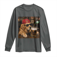 Funny Golden Retriever Drinking Beer Long Sleeve Shirt Silly Dog Meme Graphic Sarcastic Gift