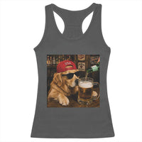Funny Golden Retriever Drinking Beer Racerback Tank Top Silly Dog Meme Graphic Sarcastic Gift
