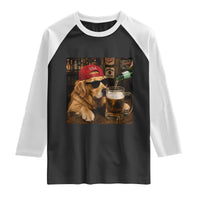 Funny Golden Retriever Drinking Beer Raglan Shirt Silly Dog Meme Graphic Sarcastic Gift