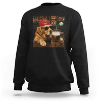 Funny Golden Retriever Drinking Beer Sweatshirt Silly Dog Meme Graphic Sarcastic Gift