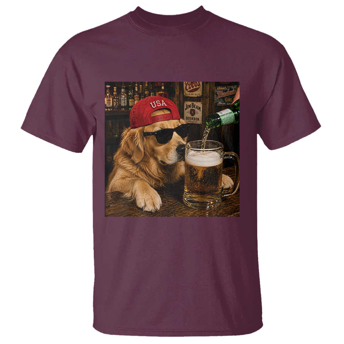 Funny Golden Retriever Drinking Beer T Shirt Silly Dog Meme Graphic Sarcastic Gift