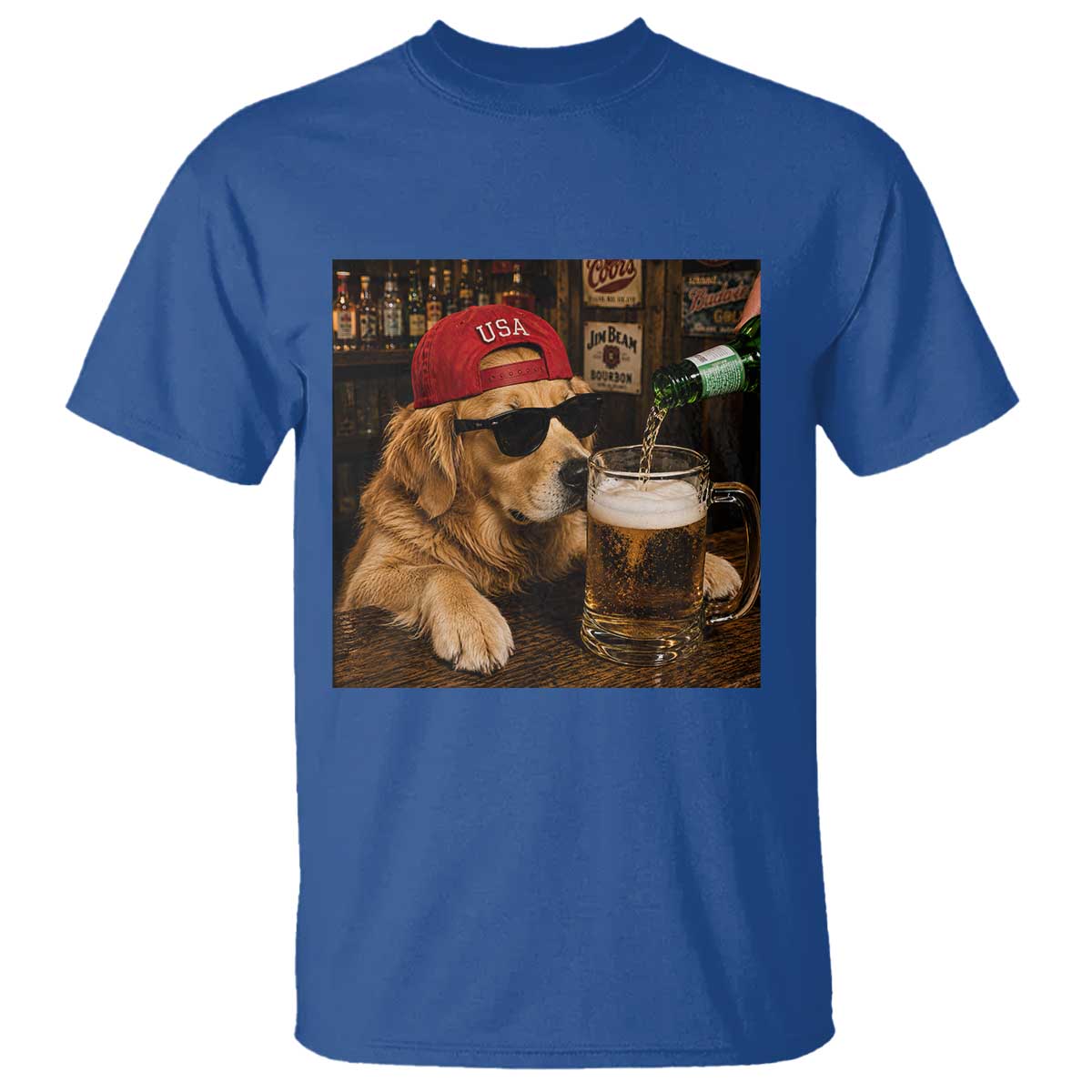 Funny Golden Retriever Drinking Beer T Shirt Silly Dog Meme Graphic Sarcastic Gift