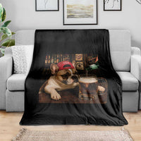 French Bulldog Drinking Beer Throw Blanket Silly Dog Meme Graphic Sarcastic Gift
