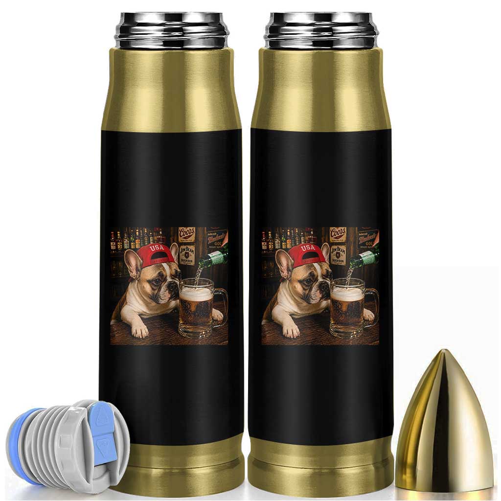 French Bulldog Drinking Beer Bullet Tumbler Silly Dog Meme Graphic Sarcastic Gift