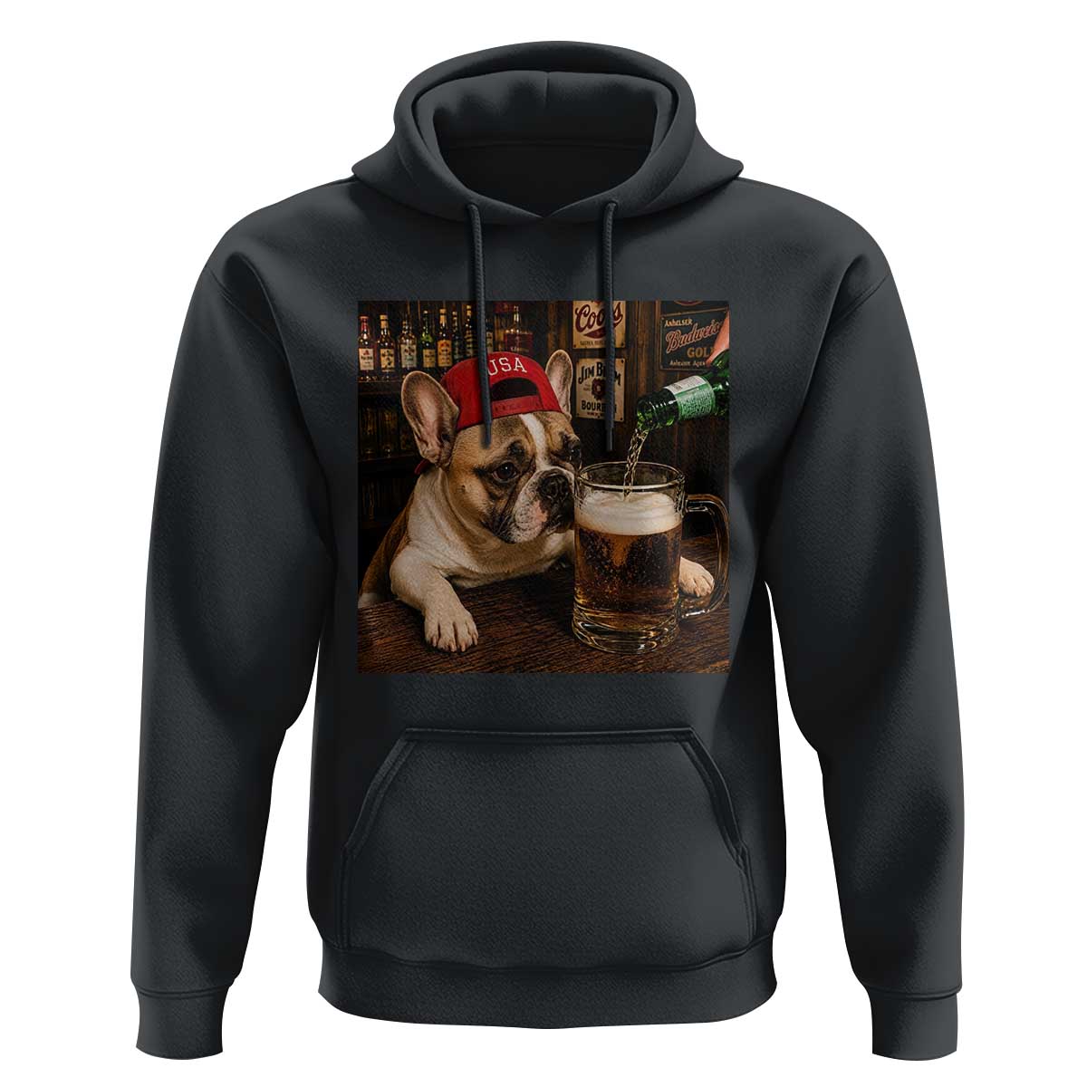 French Bulldog Drinking Beer Hoodie Silly Dog Meme Graphic Sarcastic Gift