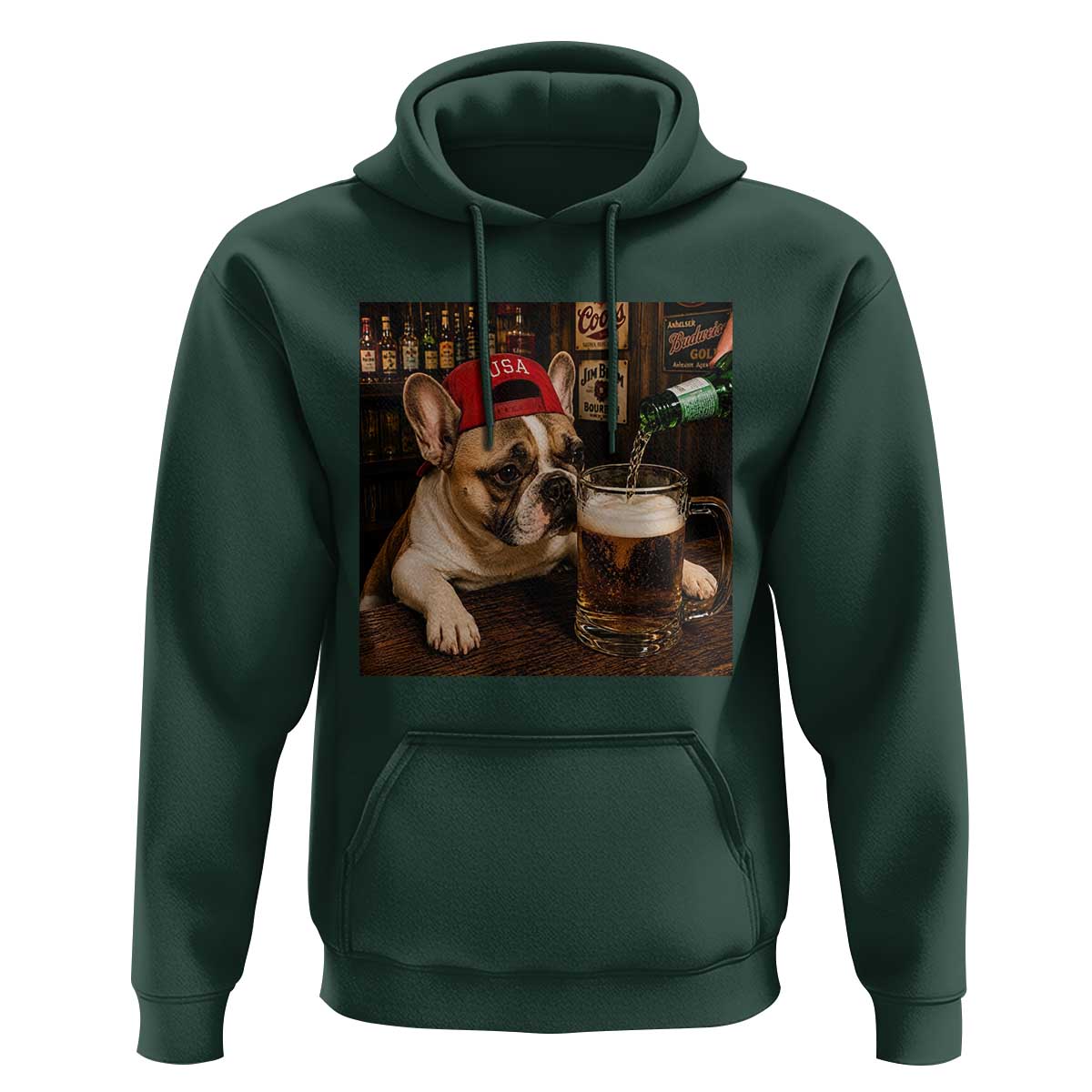 French Bulldog Drinking Beer Hoodie Silly Dog Meme Graphic Sarcastic Gift