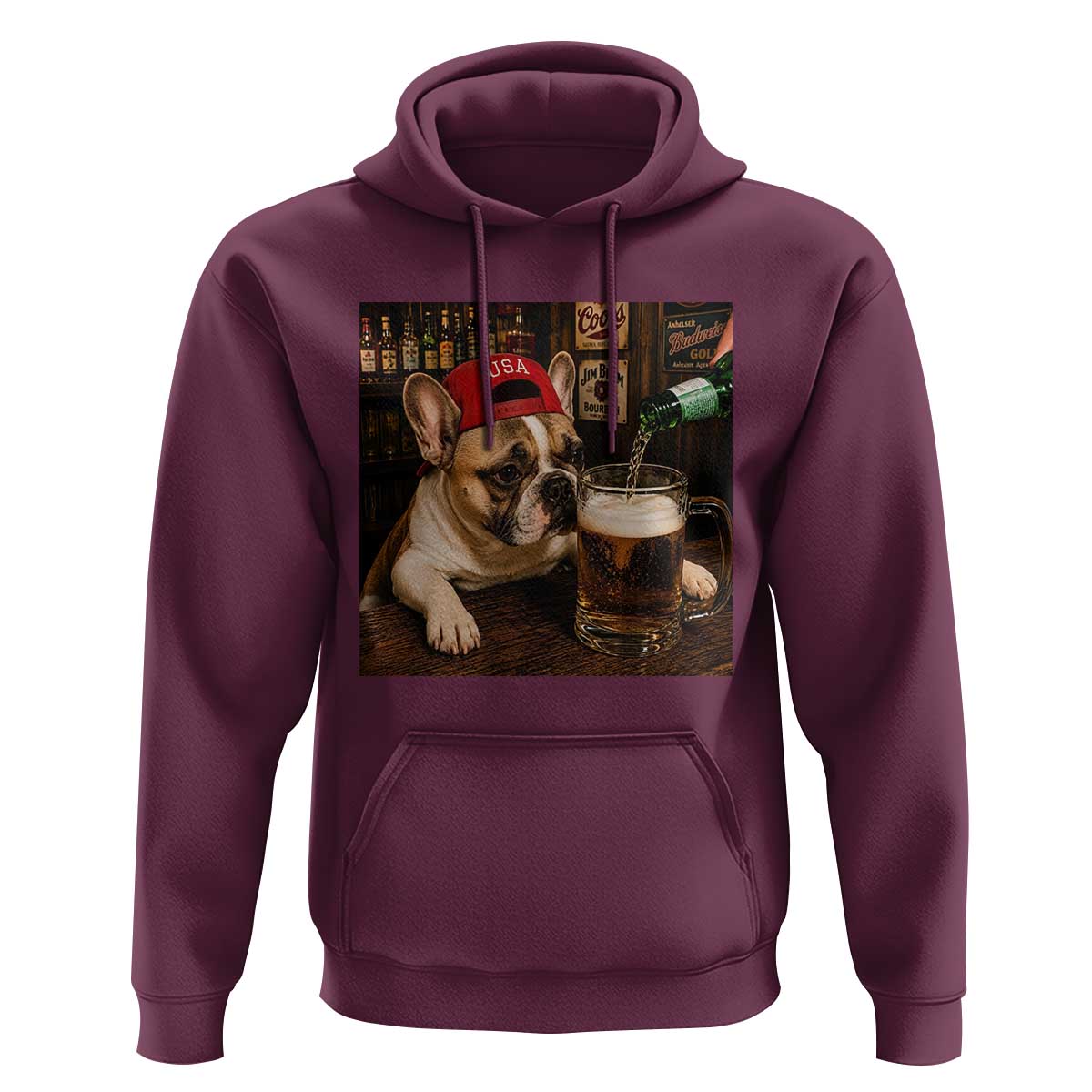 French Bulldog Drinking Beer Hoodie Silly Dog Meme Graphic Sarcastic Gift