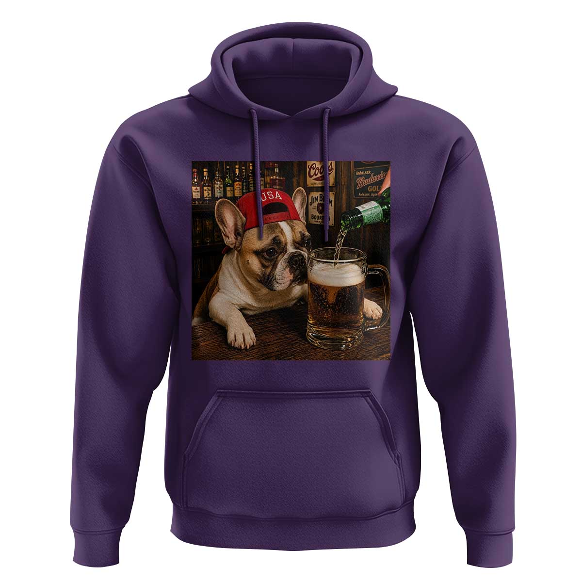 French Bulldog Drinking Beer Hoodie Silly Dog Meme Graphic Sarcastic Gift