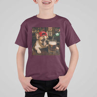 French Bulldog Drinking Beer T Shirt For Kid Silly Dog Meme Graphic Sarcastic Gift