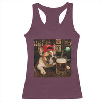 French Bulldog Drinking Beer Racerback Tank Top Silly Dog Meme Graphic Sarcastic Gift