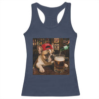 French Bulldog Drinking Beer Racerback Tank Top Silly Dog Meme Graphic Sarcastic Gift