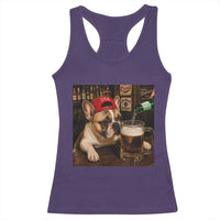 French Bulldog Drinking Beer Racerback Tank Top Silly Dog Meme Graphic Sarcastic Gift