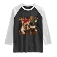 French Bulldog Drinking Beer Raglan Shirt Silly Dog Meme Graphic Sarcastic Gift