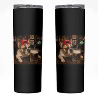 French Bulldog Drinking Beer Skinny Tumbler Silly Dog Meme Graphic Sarcastic Gift