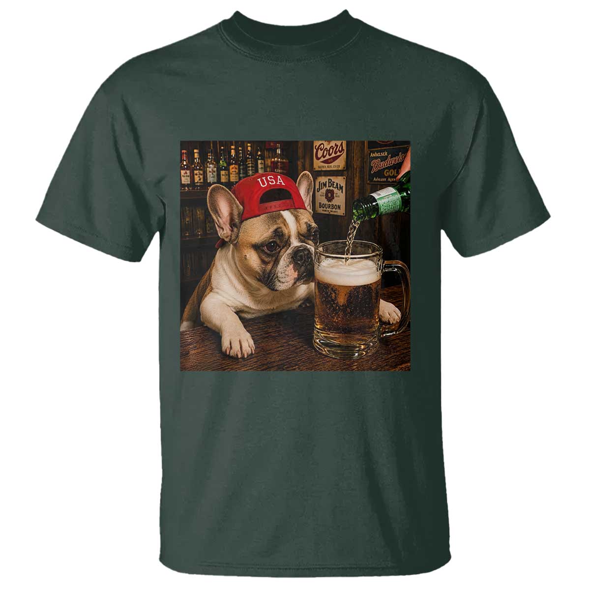 French Bulldog Drinking Beer T Shirt Silly Dog Meme Graphic Sarcastic Gift