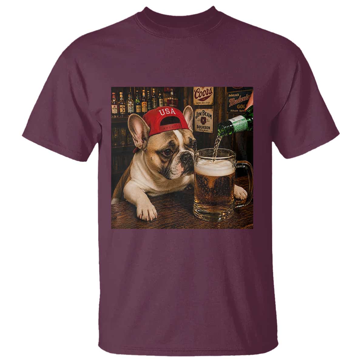 French Bulldog Drinking Beer T Shirt Silly Dog Meme Graphic Sarcastic Gift