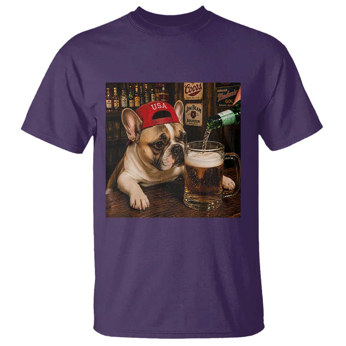 French Bulldog Drinking Beer T Shirt Silly Dog Meme Graphic Sarcastic Gift