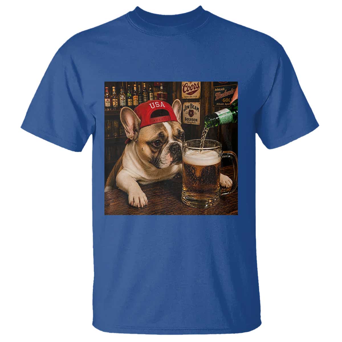French Bulldog Drinking Beer T Shirt Silly Dog Meme Graphic Sarcastic Gift