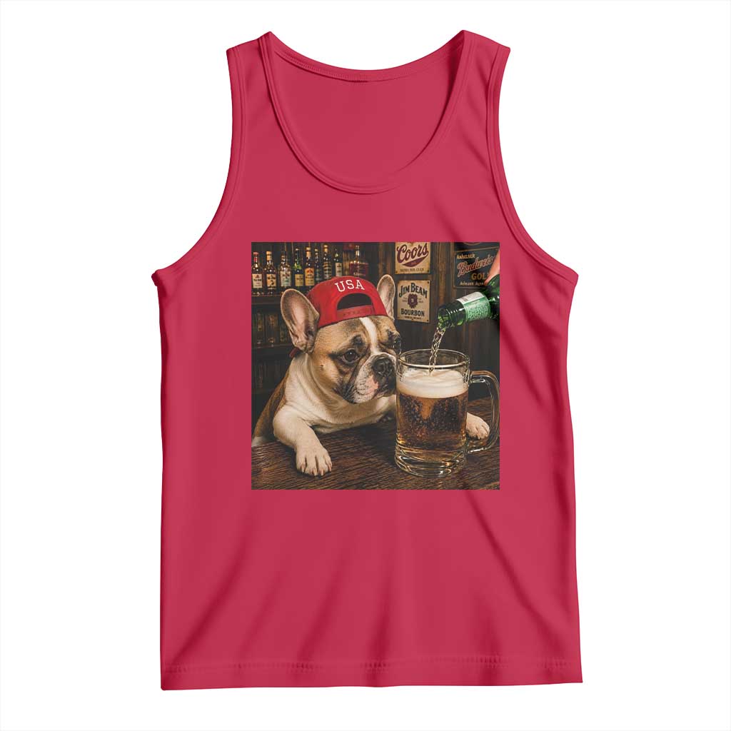 French Bulldog Drinking Beer Tank Top Silly Dog Meme Graphic Sarcastic Gift