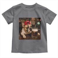 French Bulldog Drinking Beer Toddler T Shirt Silly Dog Meme Graphic Sarcastic Gift