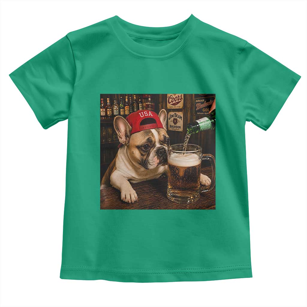 French Bulldog Drinking Beer Toddler T Shirt Silly Dog Meme Graphic Sarcastic Gift