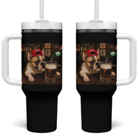 French Bulldog Drinking Beer Tumbler With Handle Silly Dog Meme Graphic Sarcastic Gift