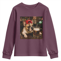 French Bulldog Drinking Beer Youth Sweatshirt Silly Dog Meme Graphic Sarcastic Gift