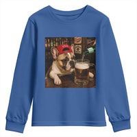 French Bulldog Drinking Beer Youth Sweatshirt Silly Dog Meme Graphic Sarcastic Gift