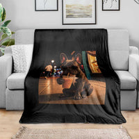 French Bulldog Iced Coffee Throw Blanket Grunge Frenchie Graphic Funny Dog Lover