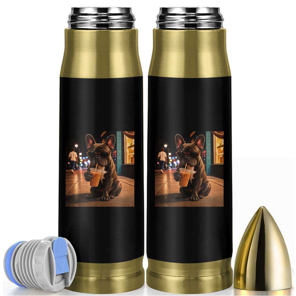 French Bulldog Iced Coffee Bullet Tumbler Grunge Frenchie Graphic Funny Dog Lover