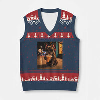 French Bulldog Iced Coffee V-Neck Knit Sweater Vest Grunge Frenchie Graphic Funny Dog Lover