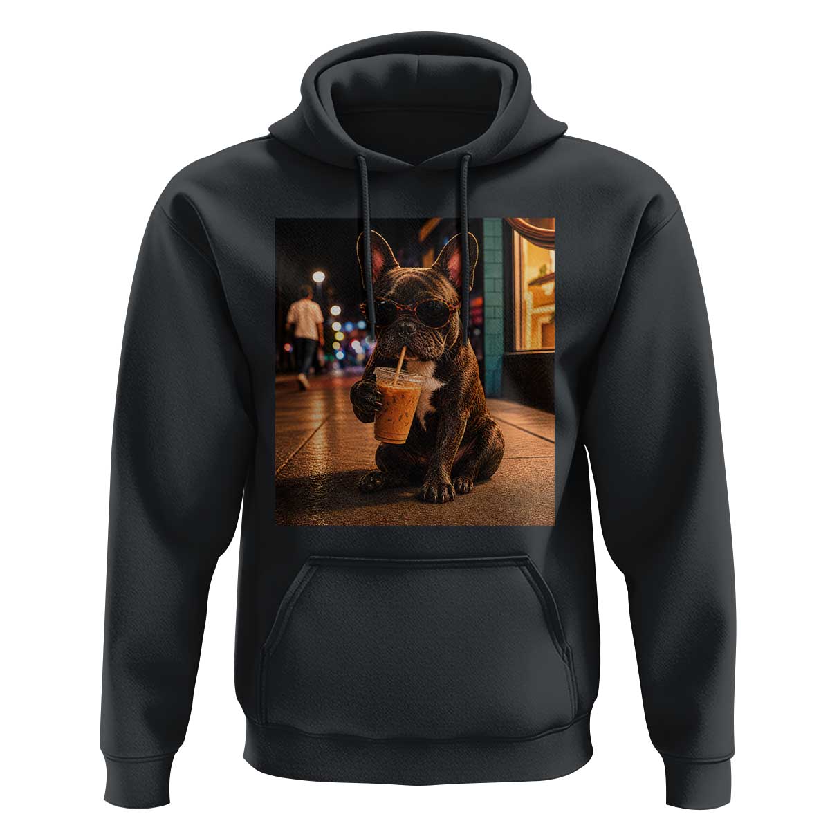 French Bulldog Iced Coffee Hoodie Grunge Frenchie Graphic Funny Dog Lover