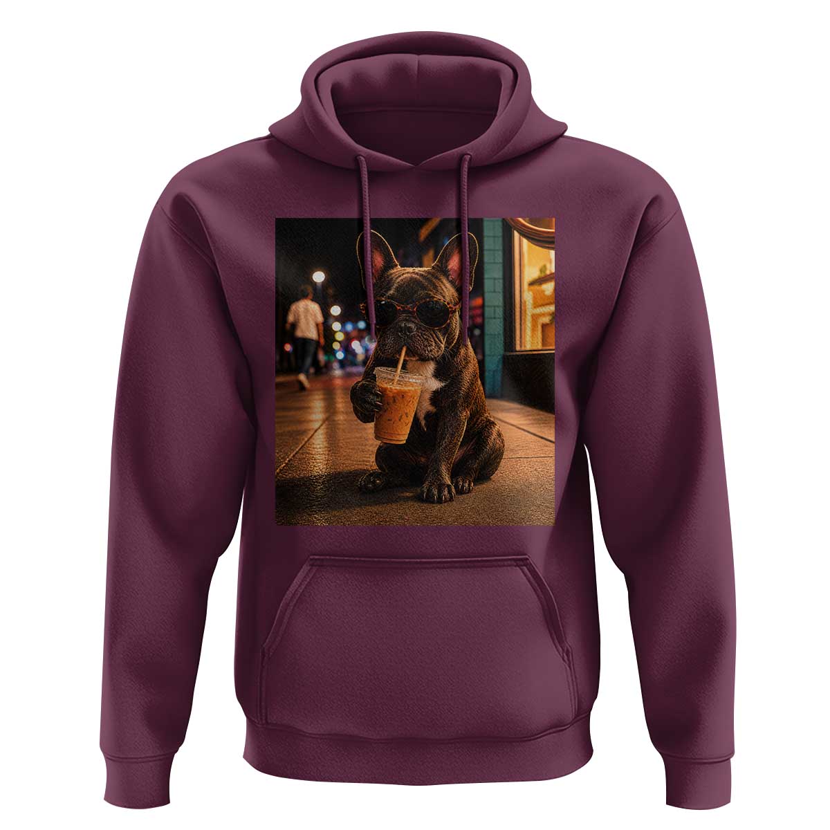 French Bulldog Iced Coffee Hoodie Grunge Frenchie Graphic Funny Dog Lover