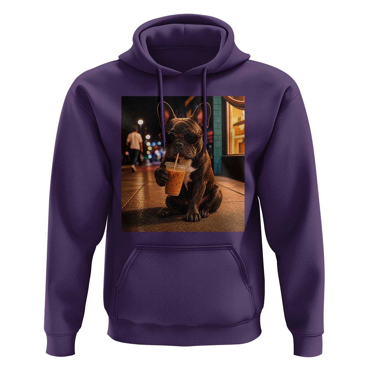 French Bulldog Iced Coffee Hoodie Grunge Frenchie Graphic Funny Dog Lover