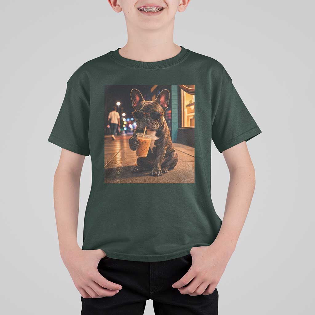 French Bulldog Iced Coffee T Shirt For Kid Grunge Frenchie Graphic Funny Dog Lover