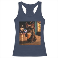 French Bulldog Iced Coffee Racerback Tank Top Grunge Frenchie Graphic Funny Dog Lover
