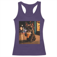 French Bulldog Iced Coffee Racerback Tank Top Grunge Frenchie Graphic Funny Dog Lover